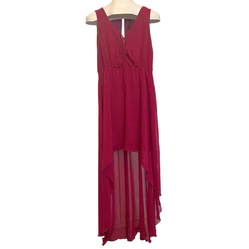 EXPRESS wine/burgundy sleeveless lace up front high low dress sz Large - NWT!